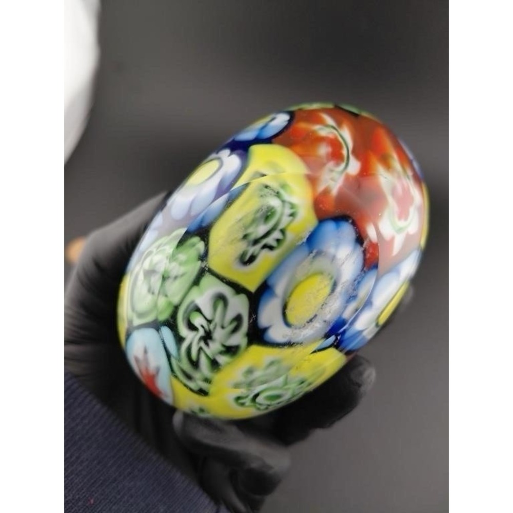 Murano Millefiori Art Vase/Perfume Bottle Teardrop Red Green Yellow Blue Floral - Picture 6 of 6